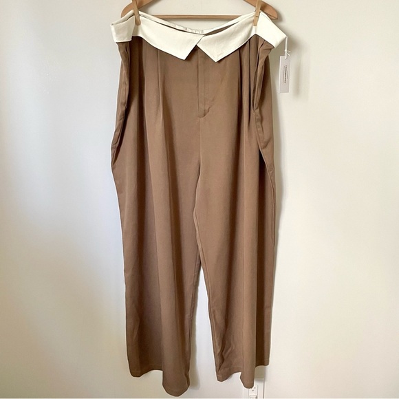 NEW Reformation Stevie Wide Leg Trouser Pant Mushroom Brown Size 22 NWT - Picture 7 of 15